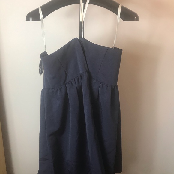 David’s Bridal Navy Blue Bridesmaid Strapless - Picture 1 of 6